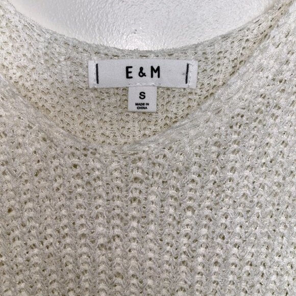 Boho Knit Tank Top White Cream Semi Sheer Coastal Flowy Blouse Womens Size Small - Picture 3 of 5